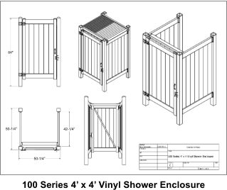 100 Series 4’ x 4’ Vinyl Shower Enclosure 50-1/4” 42-1/4” 50-1/4”