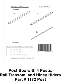 Post Box with 4 Posts, Rail Transom, and Hiney Hiders Part # 1172 Post